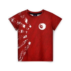 Детская футболка 3D с принтом GODZILLA в Екатеринбурге, 100% гипоаллергенный полиэфир | прямой крой, круглый вырез горловины, длина до линии бедер, чуть спущенное плечо, ткань немного тянется | comic con | godzilla | gojira | logo | годзилла | знаки | иероглифы | лого | монстр | фильм | чудовище