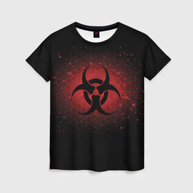 Женская футболка 3D с принтом Biohazard в Екатеринбурге, 100% полиэфир ( синтетическое хлопкоподобное полотно) | прямой крой, круглый вырез горловины, длина до линии бедер | biohazard | plague inc | биологическая опасность | знак