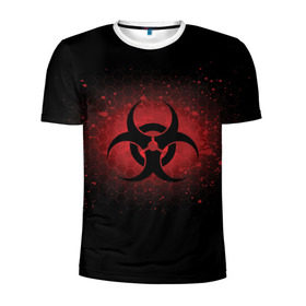Мужская футболка 3D спортивная с принтом Biohazard в Екатеринбурге, 100% полиэстер с улучшенными характеристиками | приталенный силуэт, круглая горловина, широкие плечи, сужается к линии бедра | biohazard | plague inc | биологическая опасность | знак