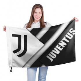 Флаг 3D с принтом JUVENTUS SPORT в Екатеринбурге, 100% полиэстер | плотность ткани — 95 г/м2, размер — 67 х 109 см. Принт наносится с одной стороны | 