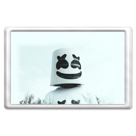 Магнит 45*70 с принтом MARSHMELLO в Екатеринбурге, Пластик | Размер: 78*52 мм; Размер печати: 70*45 | dj | marshmello | usa | америка | клубная музыка | маршмелло | музыка | музыкант