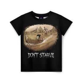 Детская футболка 3D с принтом Don`t starve в Екатеринбурге, 100% гипоаллергенный полиэфир | прямой крой, круглый вырез горловины, длина до линии бедер, чуть спущенное плечо, ткань немного тянется | Тематика изображения на принте: 