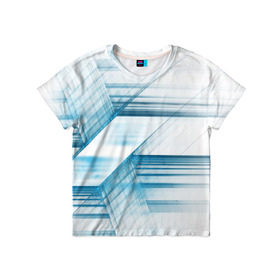 Детская футболка 3D с принтом STRIPES в Екатеринбурге, 100% гипоаллергенный полиэфир | прямой крой, круглый вырез горловины, длина до линии бедер, чуть спущенное плечо, ткань немного тянется | Тематика изображения на принте: abstract | stripes | абстракция