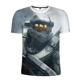 Мужская футболка 3D спортивная с принтом Halo 5 в Екатеринбурге, 100% полиэстер с улучшенными характеристиками | приталенный силуэт, круглая горловина, широкие плечи, сужается к линии бедра | halo | wars | космос | крепость | мир | ореол | оружие | реквием | стратегия | супер | фантастика