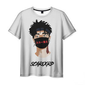 Мужская футболка 3D с принтом Scarlxrd в Екатеринбурге, 100% полиэфир | прямой крой, круглый вырез горловины, длина до линии бедер | band | rap | rapper | scarlord | scarlxrd | scxrlord | в маске | лорд | рэп | рэпер | рэппер | скар | скарлорд | скрим