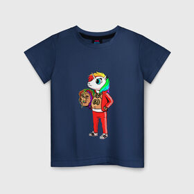 Детская футболка хлопок с принтом 69 rainbow в Екатеринбурге, 100% хлопок | круглый вырез горловины, полуприлегающий силуэт, длина до линии бедер | 6ix9ine | единорог | пони