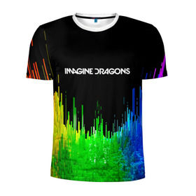 Мужская футболка 3D спортивная с принтом IMAGINE DRAGONS в Екатеринбурге, 100% полиэстер с улучшенными характеристиками | приталенный силуэт, круглая горловина, широкие плечи, сужается к линии бедра | color | imagine dragons | logo | stripes | trend | абстракция | группа | линии | лого | рок | рэп | фирменные цвета