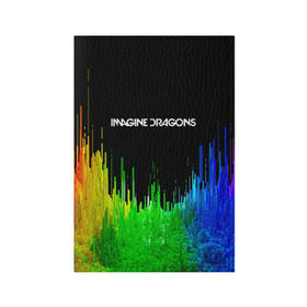 Обложка для паспорта матовая кожа с принтом IMAGINE DRAGONS в Екатеринбурге, натуральная матовая кожа | размер 19,3 х 13,7 см; прозрачные пластиковые крепления | color | imagine dragons | logo | stripes | trend | абстракция | группа | линии | лого | рок | рэп | фирменные цвета