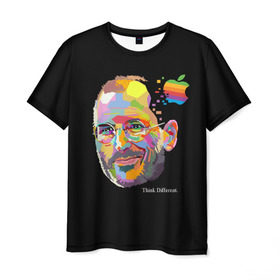 Мужская футболка 3D с принтом Стив Джобс / Think Different в Екатеринбурге, 100% полиэфир | прямой крой, круглый вырез горловины, длина до линии бедер | apple | different | ipad | iphone | jobs | steve | steven | think | аппле | джобс | жобс | основатель | создатель | стив | стивен | эпл | яблоко