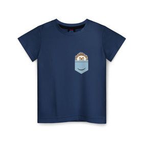 Детская футболка хлопок с принтом Ёжик в кармане в Екатеринбурге, 100% хлопок | круглый вырез горловины, полуприлегающий силуэт, длина до линии бедер | Тематика изображения на принте: еж | ёжик | ёжик в кармане | лес