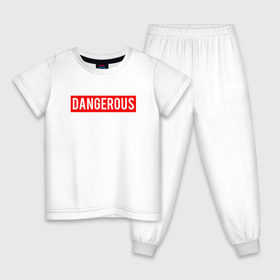 Детская пижама хлопок с принтом Dangerous в Екатеринбурге, 100% хлопок |  брюки и футболка прямого кроя, без карманов, на брюках мягкая резинка на поясе и по низу штанин
 | dangerous | надпись | опасен | опасна | особо опасен