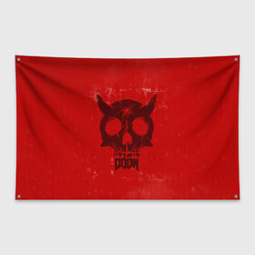 Флаг-баннер с принтом Doom в Екатеринбурге, 100% полиэстер | размер 67 х 109 см, плотность ткани — 95 г/м2; по краям флага есть четыре люверса для крепления | 