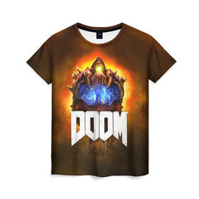 Женская футболка 3D с принтом Doom Cacodemon в Екатеринбурге, 100% полиэфир ( синтетическое хлопкоподобное полотно) | прямой крой, круглый вырез горловины, длина до линии бедер | 