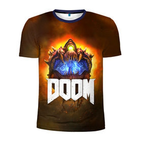Мужская футболка 3D спортивная с принтом Doom Cacodemon в Екатеринбурге, 100% полиэстер с улучшенными характеристиками | приталенный силуэт, круглая горловина, широкие плечи, сужается к линии бедра | 