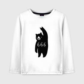 Детский лонгслив хлопок с принтом BAD BEAR 666 ROCK в Екатеринбурге, 100% хлопок | круглый вырез горловины, полуприлегающий силуэт, длина до линии бедер | 666 | bear | devil | satan | медведь | сатана