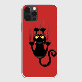 Чехол для iPhone 12 Pro Max с принтом Черный Кот в Екатеринбурге, Силикон |  | black | cat | cats | кот | котенок | коты | кошка | кошки | красный | черная