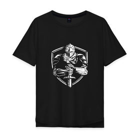Мужская футболка хлопок Oversize с принтом DARK SOULS в Екатеринбурге, 100% хлопок | свободный крой, круглый ворот, “спинка” длиннее передней части | dark souls | game | gamer | mmo | play | player | rpg | дарк соулс | игра | темные души
