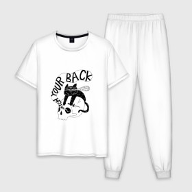 Мужская пижама хлопок с принтом DARK SOULS в Екатеринбурге, 100% хлопок | брюки и футболка прямого кроя, без карманов, на брюках мягкая резинка на поясе и по низу штанин
 | 