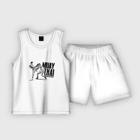 Детская пижама с шортами хлопок с принтом Muay Thai. Тайский бокс в Екатеринбурге,  |  | boxing | champion | fight | fist | kick | muay | ring | sport | thai | thailand | бой | бокс | кулак | муай | ринг | спорт | таиланд | тай | тайский | удар | чемпион