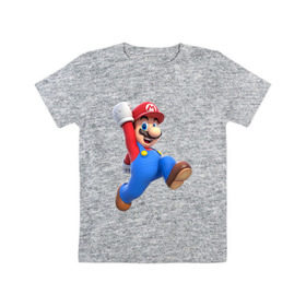 Детская футболка хлопок с принтом Super Mario в Екатеринбурге, 100% хлопок | круглый вырез горловины, полуприлегающий силуэт, длина до линии бедер | Тематика изображения на принте: 