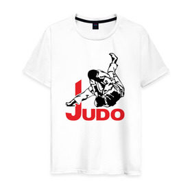 Мужская футболка хлопок с принтом Дзюдо в Екатеринбурге, 100% хлопок | прямой крой, круглый вырез горловины, длина до линии бедер, слегка спущенное плечо. | boxing | champion | fight | fist | japan | judo | jujutsu | kick | ring | sport | бой | дзюдзюцу | дзюдо | кулак | ринг | спорт | удар | чемпион | япония