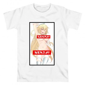 Мужская футболка хлопок с принтом SENPAI HENTAI 18+ в Екатеринбурге, 100% хлопок | прямой крой, круглый вырез горловины, длина до линии бедер, слегка спущенное плечо. | Тематика изображения на принте: ahegao | anime | kodome | manga | senpai | аниме | анимэ | ахегао | кодоме | манга | меха | сенпай | юри | яой