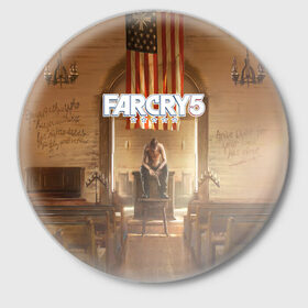 Значок с принтом Far Cry 5 в Екатеринбурге,  металл | круглая форма, металлическая застежка в виде булавки | Тематика изображения на принте: 