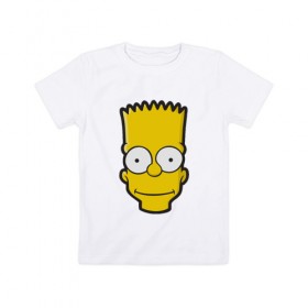 Детская футболка хлопок с принтом Барт в Екатеринбурге, 100% хлопок | круглый вырез горловины, полуприлегающий силуэт, длина до линии бедер | барт | голова | мультфильмы | симпсоны