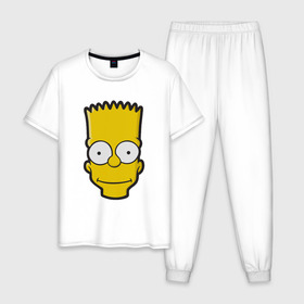 Мужская пижама хлопок с принтом Барт в Екатеринбурге, 100% хлопок | брюки и футболка прямого кроя, без карманов, на брюках мягкая резинка на поясе и по низу штанин
 | барт | голова | мультфильмы | симпсоны