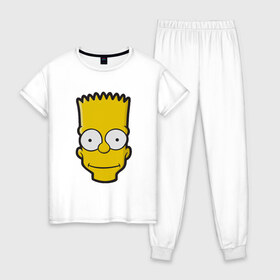 Женская пижама хлопок с принтом Барт в Екатеринбурге, 100% хлопок | брюки и футболка прямого кроя, без карманов, на брюках мягкая резинка на поясе и по низу штанин | барт | голова | мультфильмы | симпсоны