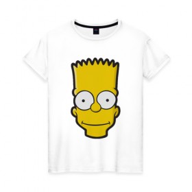 Женская футболка хлопок с принтом Барт в Екатеринбурге, 100% хлопок | прямой крой, круглый вырез горловины, длина до линии бедер, слегка спущенное плечо | барт | голова | мультфильмы | симпсоны
