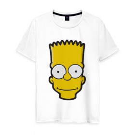 Мужская футболка хлопок с принтом Барт в Екатеринбурге, 100% хлопок | прямой крой, круглый вырез горловины, длина до линии бедер, слегка спущенное плечо. | барт | голова | мультфильмы | симпсоны