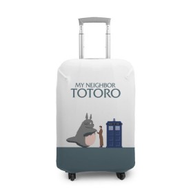 Чехол для чемодана 3D с принтом Мой сосед Тоторо в Екатеринбурге, 86% полиэфир, 14% спандекс | двустороннее нанесение принта, прорези для ручек и колес | 10 доктор | doctor who | my neighbor totoro | tardis | totoro | десятый доктор | доктор кто | тардис | тоторо