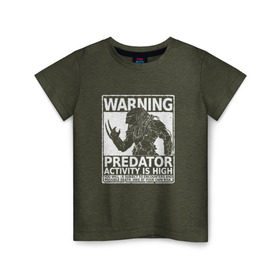 Детская футболка хлопок с принтом PREDATOR в Екатеринбурге, 100% хлопок | круглый вырез горловины, полуприлегающий силуэт, длина до линии бедер | 90 е | alien | predator | алфи аллен | кино | оливия манн | пришельцы | фильмы | хищник | чужой | шейн блэк