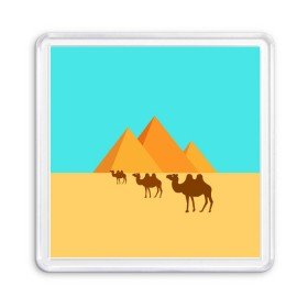 Магнит 55*55 с принтом Пирамиды Египта в Екатеринбурге, Пластик | Размер: 65*65 мм; Размер печати: 55*55 мм | верблюд | египет | жара | караван | пирамиды | пустыня