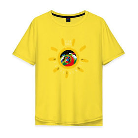 Мужская футболка хлопок Oversize с принтом Недокасаемость солнце в Екатеринбурге, 100% хлопок | свободный крой, круглый ворот, “спинка” длиннее передней части | анастасия иванова | гречка | люби меня люби | недокасаемость | подростки