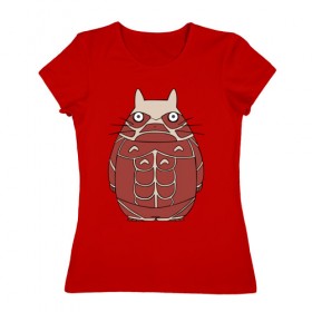 Женская футболка хлопок с принтом Attack on Totoro в Екатеринбурге, 100% хлопок | прямой крой, круглый вырез горловины, длина до линии бедер, слегка спущенное плечо | anime | attack on titan | totoro | аниме | атака титанов | тоторо