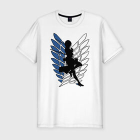 Мужская футболка премиум с принтом Mikasa в Екатеринбурге, 92% хлопок, 8% лайкра | приталенный силуэт, круглый вырез ворота, длина до линии бедра, короткий рукав | anime | attack on titan | аниме | атака титанов