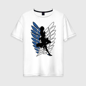 Женская футболка хлопок Oversize с принтом Mikasa в Екатеринбурге, 100% хлопок | свободный крой, круглый ворот, спущенный рукав, длина до линии бедер
 | anime | attack on titan | аниме | атака титанов