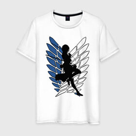 Мужская футболка хлопок с принтом Mikasa в Екатеринбурге, 100% хлопок | прямой крой, круглый вырез горловины, длина до линии бедер, слегка спущенное плечо. | anime | attack on titan | аниме | атака титанов
