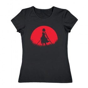 Женская футболка хлопок с принтом Red Moon Surveyor в Екатеринбурге, 100% хлопок | прямой крой, круглый вырез горловины, длина до линии бедер, слегка спущенное плечо | anime | attack on titan | аниме | атака титанов