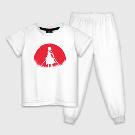 Детская пижама хлопок с принтом Red Moon Surveyor в Екатеринбурге, 100% хлопок |  брюки и футболка прямого кроя, без карманов, на брюках мягкая резинка на поясе и по низу штанин
 | anime | attack on titan | аниме | атака титанов
