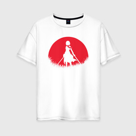 Женская футболка хлопок Oversize с принтом Red Moon Surveyor в Екатеринбурге, 100% хлопок | свободный крой, круглый ворот, спущенный рукав, длина до линии бедер
 | anime | attack on titan | аниме | атака титанов