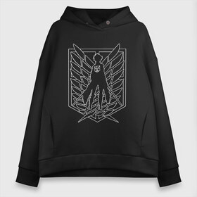 Женское худи Oversize хлопок с принтом Scouting Legion Eren в Екатеринбурге, френч-терри — 70% хлопок, 30% полиэстер. Мягкий теплый начес внутри —100% хлопок | боковые карманы, эластичные манжеты и нижняя кромка, капюшон на магнитной кнопке | anime | attack on titan | аниме | атака титанов