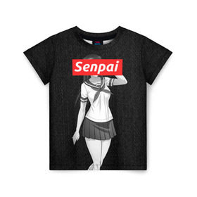 Детская футболка 3D с принтом СЕНПАЙ - SENPAI в Екатеринбурге, 100% гипоаллергенный полиэфир | прямой крой, круглый вырез горловины, длина до линии бедер, чуть спущенное плечо, ткань немного тянется | ahegao | anime | kawai | kowai | otaku | senpai | sugoi | waifu | weeaboo | yandere | аниме | ахегао | вайфу | виабу | каваи | ковай | культура | отаку | сенпай | сугои | тренд | яндере