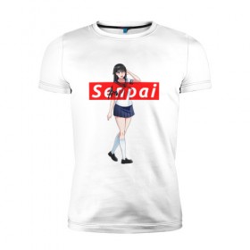 Мужская футболка премиум с принтом СЕНПАЙ - SENPAI в Екатеринбурге, 92% хлопок, 8% лайкра | приталенный силуэт, круглый вырез ворота, длина до линии бедра, короткий рукав | 