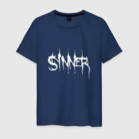 Мужская футболка хлопок с принтом Sinner в Екатеринбурге, 100% хлопок | прямой крой, круглый вырез горловины, длина до линии бедер, слегка спущенное плечо. | 