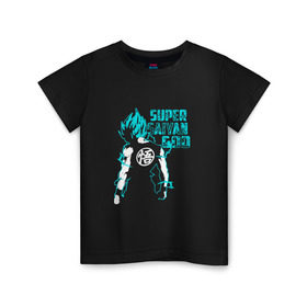 Детская футболка хлопок с принтом SUPER SAIYAN GOD в Екатеринбурге, 100% хлопок | круглый вырез горловины, полуприлегающий силуэт, длина до линии бедер | anime | goku | sugoi | super dragon ball | аниме | гоку
