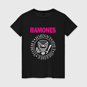 Женская футболка хлопок с принтом ramones в Екатеринбурге, 100% хлопок | прямой крой, круглый вырез горловины, длина до линии бедер, слегка спущенное плечо | misfits | punk | ramones | панк | рок