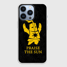 Чехол для iPhone 13 Pro с принтом PRAISE THE SUN | DARK SOULS | ТЁМНЫЕ ДУШИ в Екатеринбурге,  |  | Тематика изображения на принте: dark souls | game | gamer | knight | play | player | praise the sun | дарк соулс | доспехи | игры | надпись | рыцарь | темные души